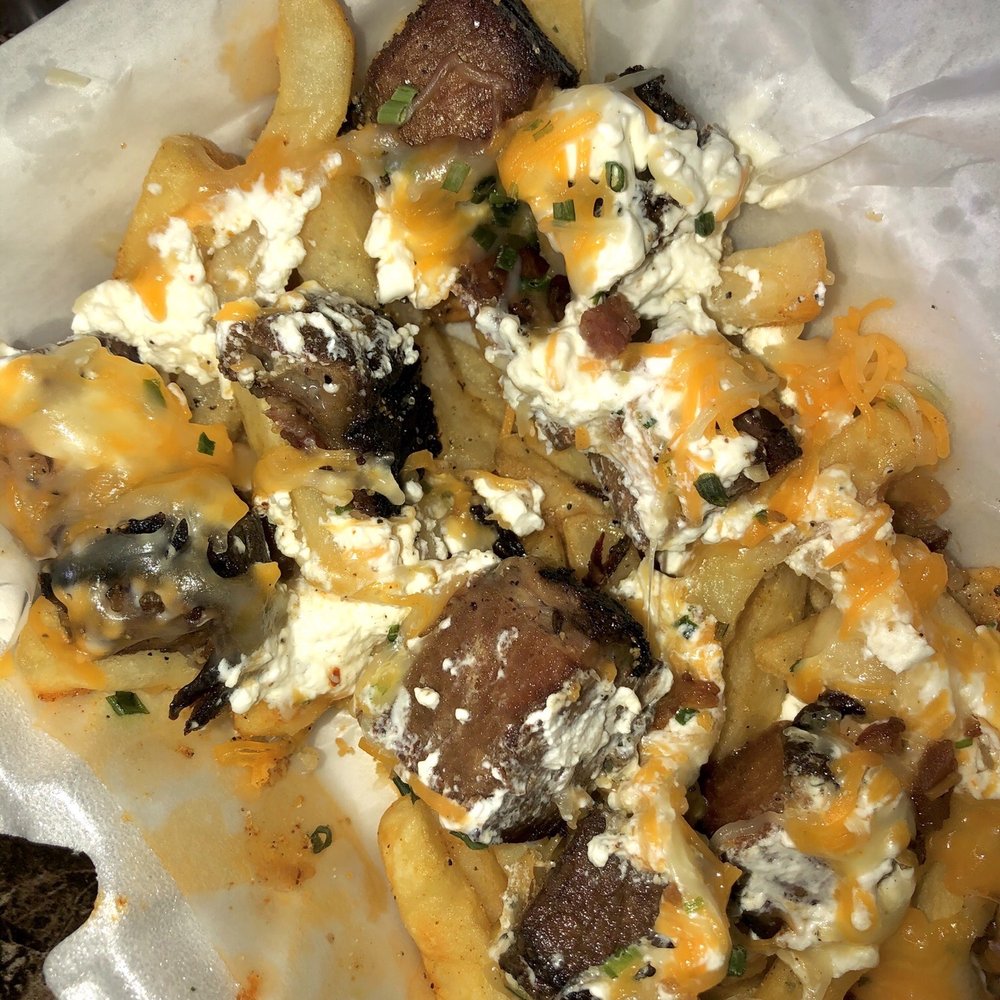 Reggie's BBQ - Burnt Ends Loaded Fries, Amazingly good!!! Thick cut pieces of meat, Good portion - Barbeque Near Me - Clarksville, Tennessee