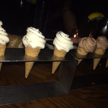 Sampan - Mini ice cream cones- lemon poppyseed muffin and chocolate salted pretzel I believe! - Asian Fusion Near Me - Philadelphia, Pennsylvania Sampan - Mini ice cream cones- lemon poppyseed muffin and chocolate salted pretzel I believe! - Asian Fusion Near Me - Philadelphia, Pennsylvania