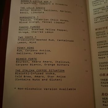 Don Angie - cocktail menu - Italian Near Me - New York, New York