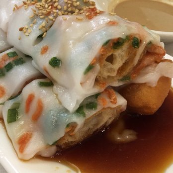 Ocean Palace - Cheung fun with the fried crullers inside. - Dim Sum Near Me - Houston, Texas