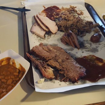 Zeke's BBQ - Zeke's Sampler and as always free beans for dine in. - Barbeque Near Me - Windthorst, Texas