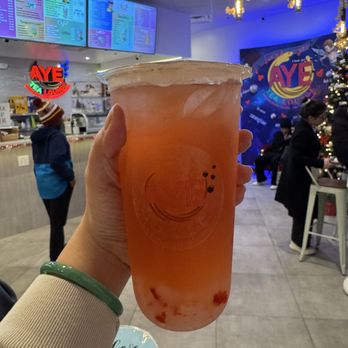 Aye Tea Lounge - Strawberry Lychee W Lychee Jelly - Bubble Tea Near Me - Fairfax, Virginia
