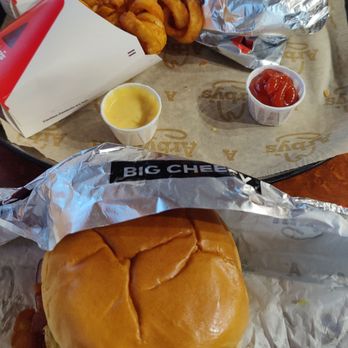 Arby's - 2 Big Cheesy Burgers with Curly Fries. - Sandwiches Near Me - Topsham, Maine Arby's - 2 Big Cheesy Burgers with Curly Fries. - Sandwiches Near Me - Topsham, Maine
