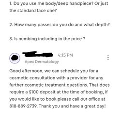 Apex Dermatology - She knew who I was bc I had just talked to her.