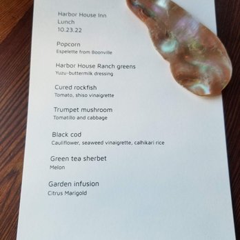 Harbor House Inn - Menu Lunch at Harbour House Inn  2022-10-24 - Bed & Breakfast Near Me - Elk, California