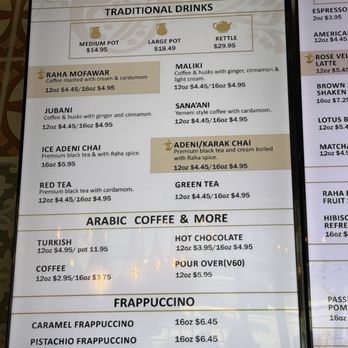 Raha Coffee House - Menu 1 - Coffee & Tea Near Me - Buffalo, New York Raha Coffee House - Menu 1 - Coffee & Tea Near Me - Buffalo, New York