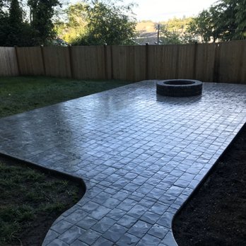 Sole Source Construction - Stamped cottage slate patio with Fire pit - General Contractors Near Me Sole Source Construction - Stamped cottage slate patio with Fire pit - General Contractors Near Me