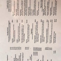 Phoenix Orient Restaurant - Back page of the menu