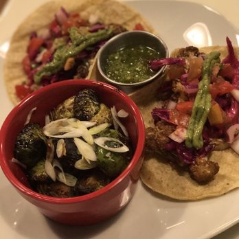 Lightworks Cafe - Vegan Cauliflower tacos and Brussel sprouts - Cafes Near Me - Cedar Rapids, Iowa