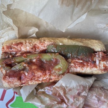 Carson’s Corner Pizzeria - Italian Sausage sandwich with mozzarella, red sauce , and sweet peppers - Italian Near Me - Shorewood, Illinois