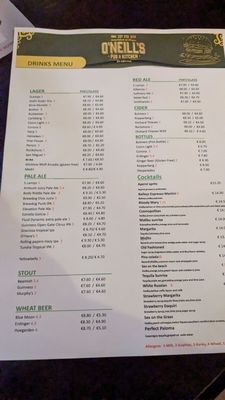 Menu photo 2 O'Neills Bar & Restaurant Dublin, D