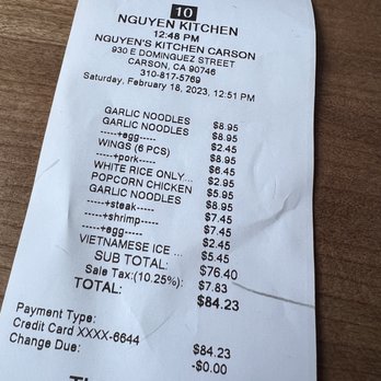 Nguyen's Kitchen - $80 for fast food!? Lol - Asian Fusion Near Me - Carson, California Nguyen's Kitchen - $80 for fast food!? Lol - Asian Fusion Near Me - Carson, California