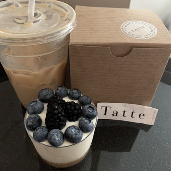 Tatte Bakery & Cafe - Iced latte and blueberry cheesecake - Cafes Near Me - Boston, Massachusetts