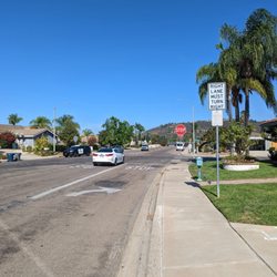 Escondido Police & Fire Headquarters - This is the cop pulling over an actual CAR when I came back to the spot ten minutes later to take a pic of the stop sign I rode through.