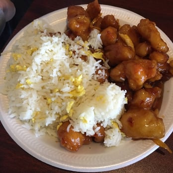 Royal Mandarin Express - Orange chicken with fried rice (half) $7. - Dim Sum Near Me - Terre Haute, Indiana