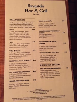 Menu photo 8 Ringside Cafe Columbus, OH