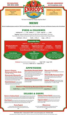 Menu photo 7 Enrico's Pizza Islamorada Tavernier, FL
