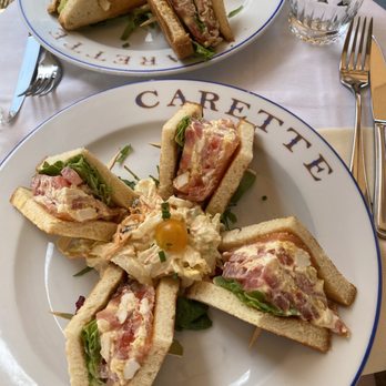 Carette - smoked salmon club sandwich (front), tuna club sandwich (back) - Patisserie/Cake Shop Near Me - Paris, 75 Carette - smoked salmon club sandwich (front), tuna club sandwich (back) - Patisserie/Cake Shop Near Me - Paris, 75