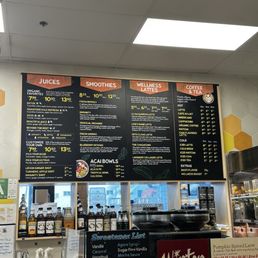 Juice and coffee bar menu