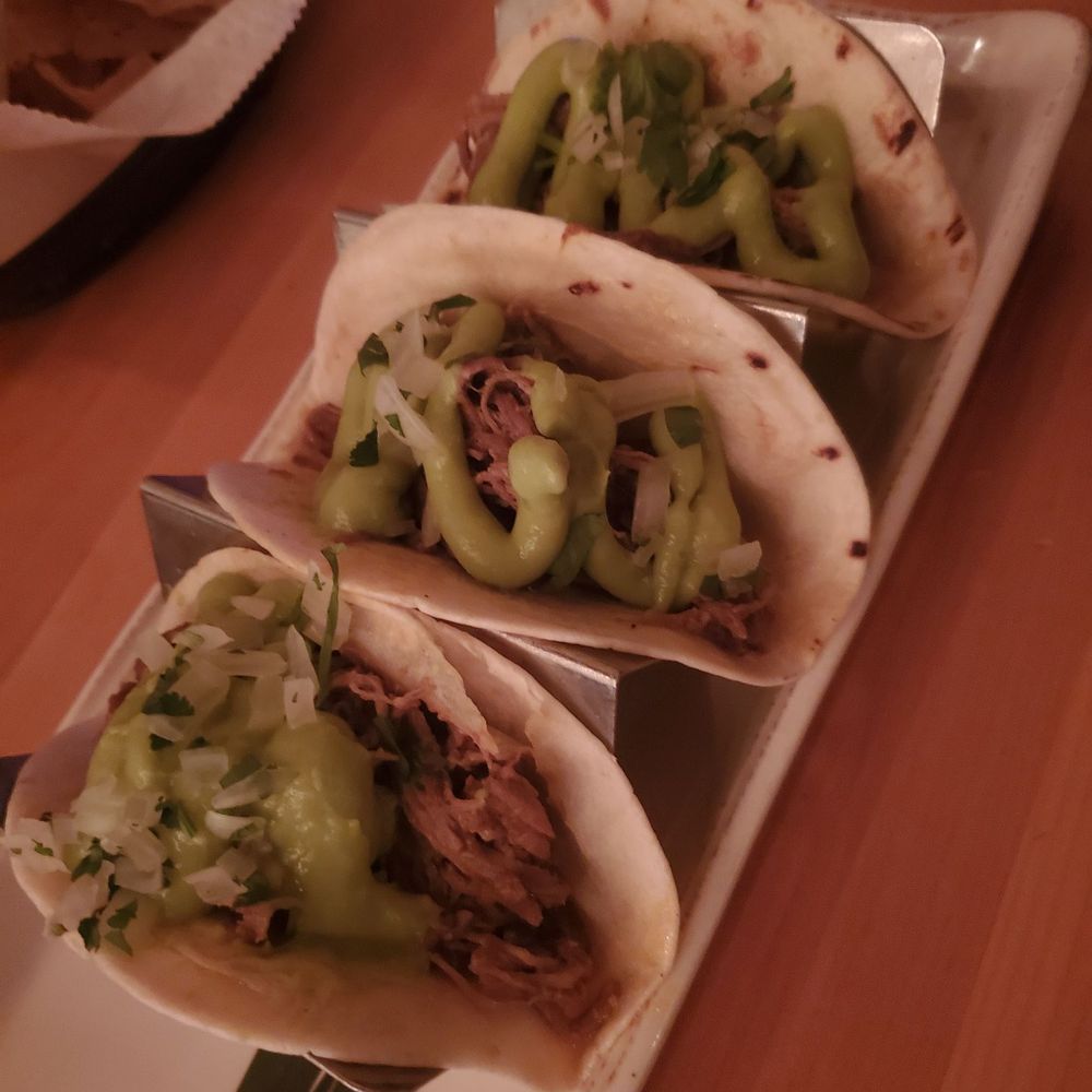 Barcocina - Brisket tacos (the sauce on top is a bit creamier than we prefer) - Mexican Near Me - Chicago, Illinois Barcocina - Brisket tacos (the sauce on top is a bit creamier than we prefer) - Mexican Near Me - Chicago, Illinois