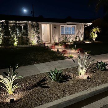 ROCK Turf and Landscape - a house at night - Irrigation Near Me ROCK Turf and Landscape - a house at night - Irrigation Near Me