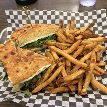 The Barn Hockey Bar - Caprese sandwich with hand-cut fries - Sports Bars Near Me - Chicago, Illinois