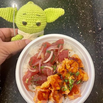 Domo Cafe Kahala - E1 Mixed Poke Bowl...half shoyu ahi, half spicy ahi - Sushi Bars Near Me - Honolulu, Hawaii Domo Cafe Kahala - E1 Mixed Poke Bowl...half shoyu ahi, half spicy ahi - Sushi Bars Near Me - Honolulu, Hawaii