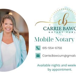Carrie Bawcum  Mobile Notary Public