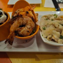 Appetizer Sampler - Caprese Salad, Shrimp Chimichurri, Lobster Mac n Cheese. Delicious.