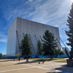 United States Air Force Academy Cadet Chapel - Chapel is completely covered for restoration.