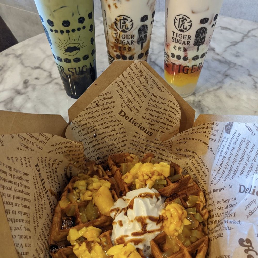 TIGER SUGAR - Matcha black sugar boba, taro pudding boba, strawberry mochi & mango waffle - Bubble Tea Near Me - Madison Heights, Michigan TIGER SUGAR - Matcha black sugar boba, taro pudding boba, strawberry mochi & mango waffle - Bubble Tea Near Me - Madison Heights, Michigan
