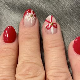 Apple red, barely there & accents. Apple red, barely there & accents.