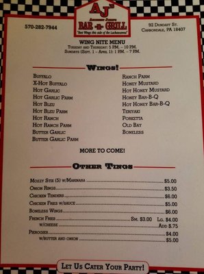 Menu photo 2 AJ's Bar and Grill Carbondale, PA Menu photo 2 AJ's Bar and Grill Carbondale, PA