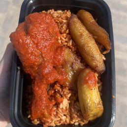 Jollof Rice Chicken & Plantain plate Jollof Rice Chicken & Plantain plate