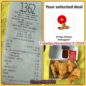 McDonald's - Chicken is Cheap! Tuesday November 5, 2024 - Fast Food Near Me - Honolulu, Hawaii