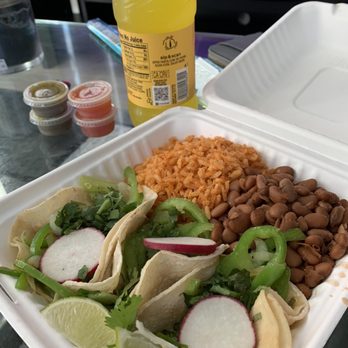 Monarca Express - Veggie Taco plate with rice and beans - Food Trucks Near Me - Seattle, Washington
