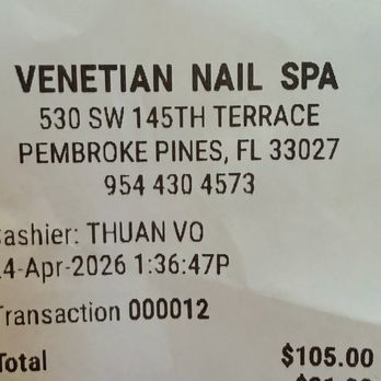 Venetian Nail Spa - $105 in the trash - Nail Salons Near Me - Hollywood, Florida Venetian Nail Spa - $105 in the trash - Nail Salons Near Me - Hollywood, Florida