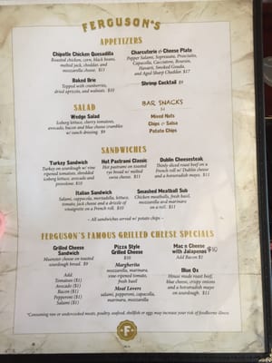 Menu photo 7 Ferguson's Pub Honolulu, HI