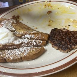 French toast Sunnyside eggs sausage patty French toast Sunnyside eggs sausage patty