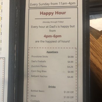 Dad's Pub & Grub - Happy Hour Menu - Gastropubs Near Me - Monroeville, Pennsylvania