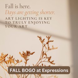 Expressions Art Gallery & Framing - Fall is here. BOGO! Light up your Art and Photographs with sleek designs for Art Lighting!