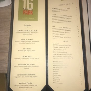 16 On The Park - Drink Menu - Seafood Near Me - Baltimore, Maryland 16 On The Park - Drink Menu - Seafood Near Me - Baltimore, Maryland
