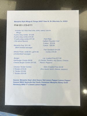 Menu photo 6 Memphis Style Wings & Things Murrieta, CA