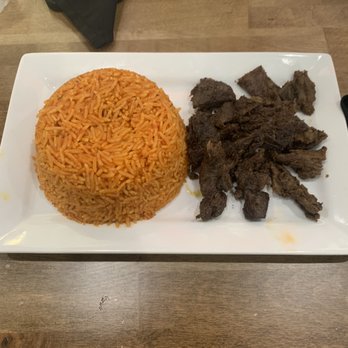 Fusion Vibes Kitchen + Lounge - Jollof Rice and Beef Suya - African Near Me - Richardson, Texas