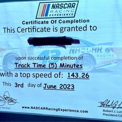 NASCAR Racing Experience - Certificates