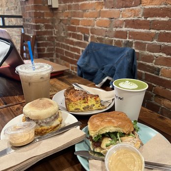 Delanie's Coffee - Wake up call sandwich, Meat Quiche and Fiesty Bird sandwich - Coffee & Tea Near Me - Pittsburgh, Pennsylvania