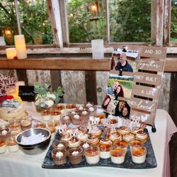 Biscuit & Pickles Catering - Variety of delicious deserts. Pot de creme, S'mores pot de creme, creme brûlée, berry crumb bars & lemon meringue cupcakes with lemon curd