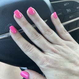Hot pink dipped nails