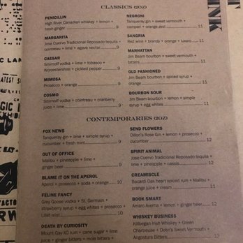 The Fortunate Fox - Menu - Bars Near Me - Toronto, Ontario