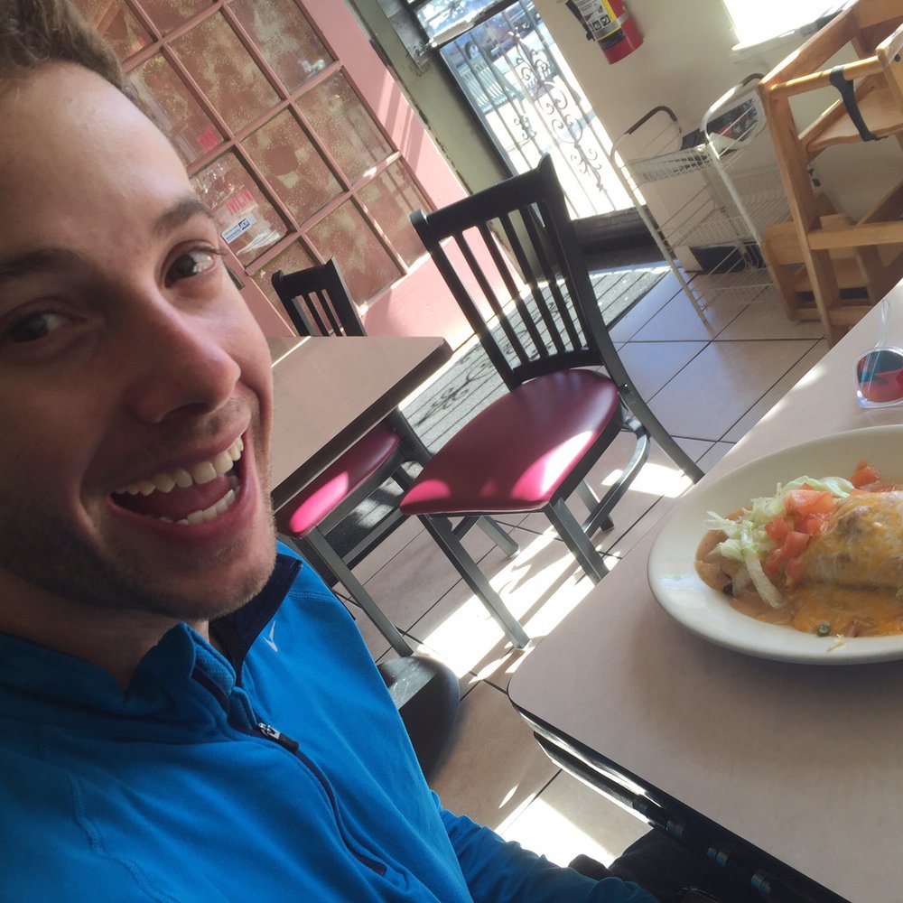 La Fuente - Kevin very excited to eat his breakfast burrito - Mexican Near Me - Denver, Colorado La Fuente - Kevin very excited to eat his breakfast burrito - Mexican Near Me - Denver, Colorado